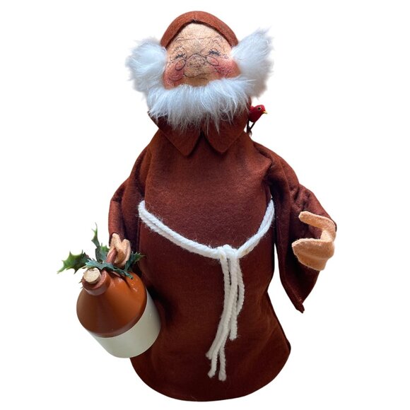 Large Vintage AnnaLee Folk Art Monk or Frier Doll with Jug & Cardinal - Picture 1 of 13